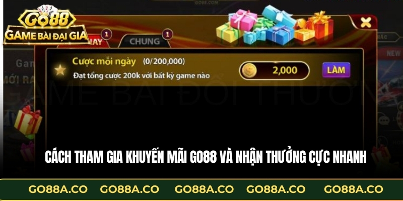 Cách tham gia Khuyến mãi GO88 và nhận thưởng cực nhanh